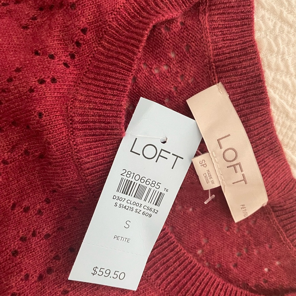 NWT brick colored sweater, with detailed neckline